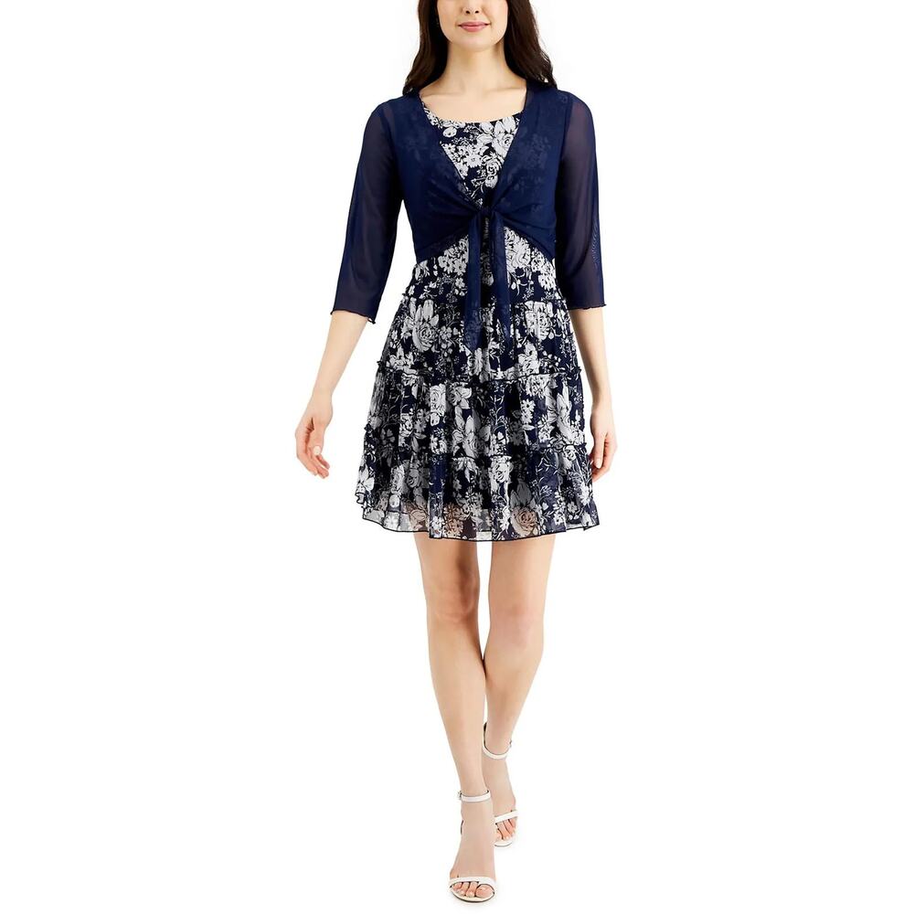 CONNECTED APPAREL Womens Printed 2pc Shift Dress | 4
